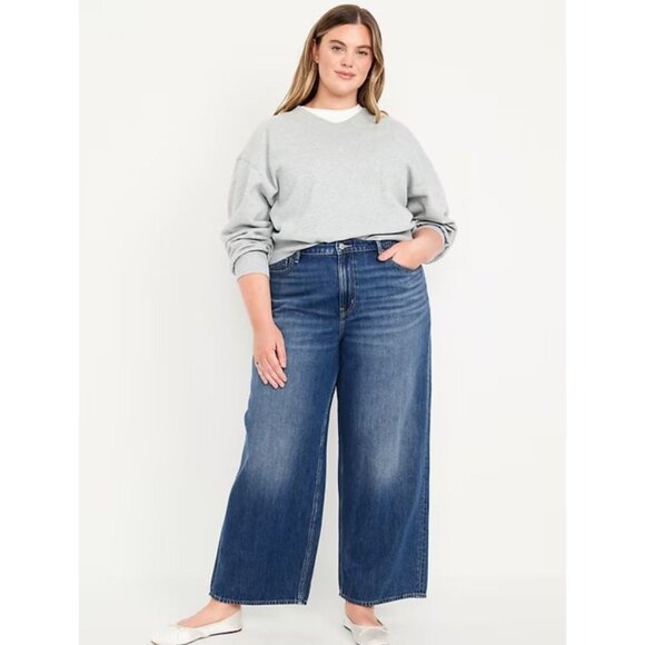 NWT Old Navy High-Waisted Baggy Wide-Leg Jeans Medium Wash - 16 - Picture 4 of 8